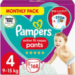 Pampers Active Fit Nappy Pants Size 4 - Monthly Pack - 168pcs