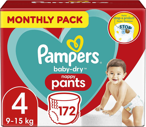 Pampers Baby Dry Nappy Pants - Size 4 - Monthly Pack - 172pcs