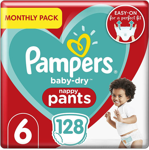 Pampers Baby Dry Nappy Pants Size 6 - Monthly Pack - 128pcs