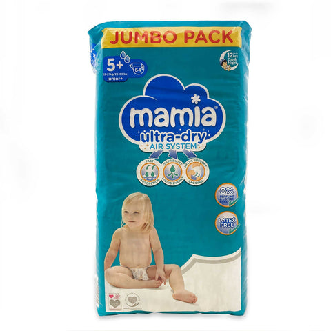 Mamia Ultra Dry Nappies Size 5+Jumbo Pack (64 Count)