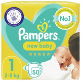Pampers New Baby Nappies, Size 1 (2-5kg) Essential Pack