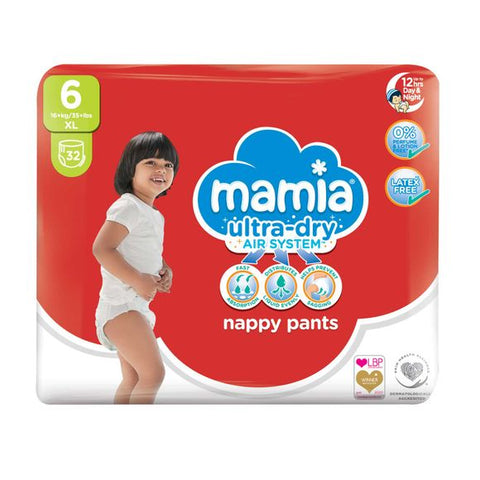 Mamia Ultra-dry XL Nappy Pants 32 Pack/Size 6