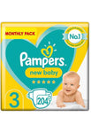 Pampers New Baby Size 3 - Monthly Pack - 204pcs